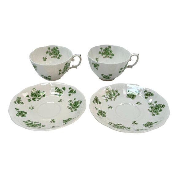 Royal Albert Teacup & Saucer Lot of 2 Bone China Shamrock Irish Ireland MCM UK - Picture 12 of 14